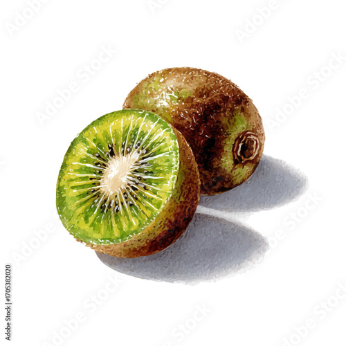 watercolor vector of Kiwi, isolated on a white background.