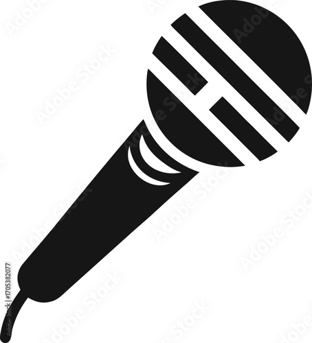 Sleek Microphone Illustration Depicting Audio Technology and Vocal Performance Equipment for Recording Singing and Broadcasting