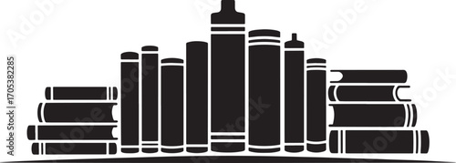 Books Stacked Silhouette for Education, Knowledge, and Literary Resources Design