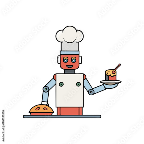 cartoon-vector-of-a-robot-chef-cooking-pancakes-