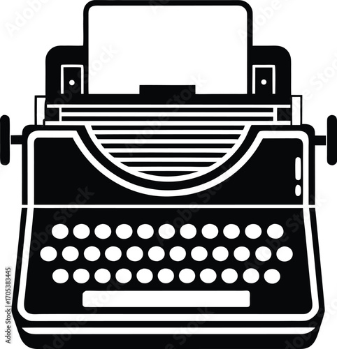 Vintage Typewriter Silhouette Timeless Communication Tool for Writers and Journalists Symbolizing Nostalgia and the Power of Words