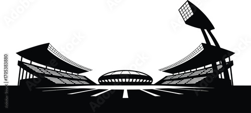 Stadium Arena Silhouette Vector Illustration A Modern Sports Venue Design for Events and Competitions