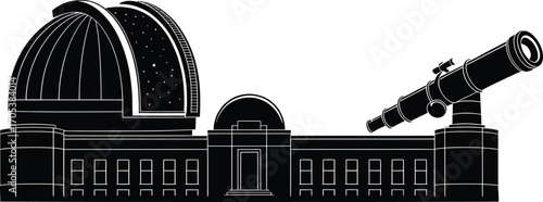 Detailed Observatory Silhouette A Vector Illustration of Scientific Exploration and Discovery