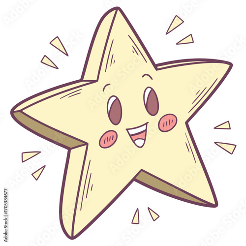 Vector art of delightful cartoon star with a cheerful face, radiating happiness and charm