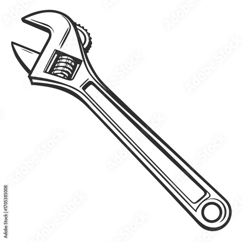 adjustable wrench isolated on white