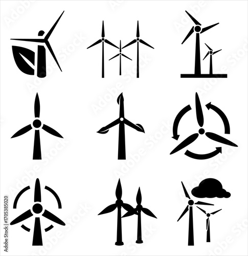 wind power set icon. wind power vector glyph illustartion.