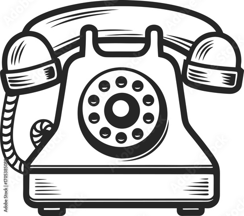 Vintage Rotary Phone Illustration A Classic Communication Relic Embodying Nostalgia And Retro Design