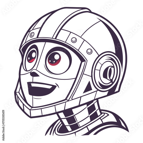 Vector art of smiling robot head, a futuristic illustration of artificial intelligence and humanmachine interaction