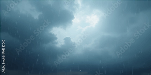 Dramatic golden sunbeams burst through a stormy, blue cloudscape, creating a beautiful and heavenly scene
