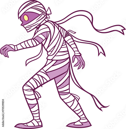 Mummy Vector File,  Scary monster  ,walking mummy Design