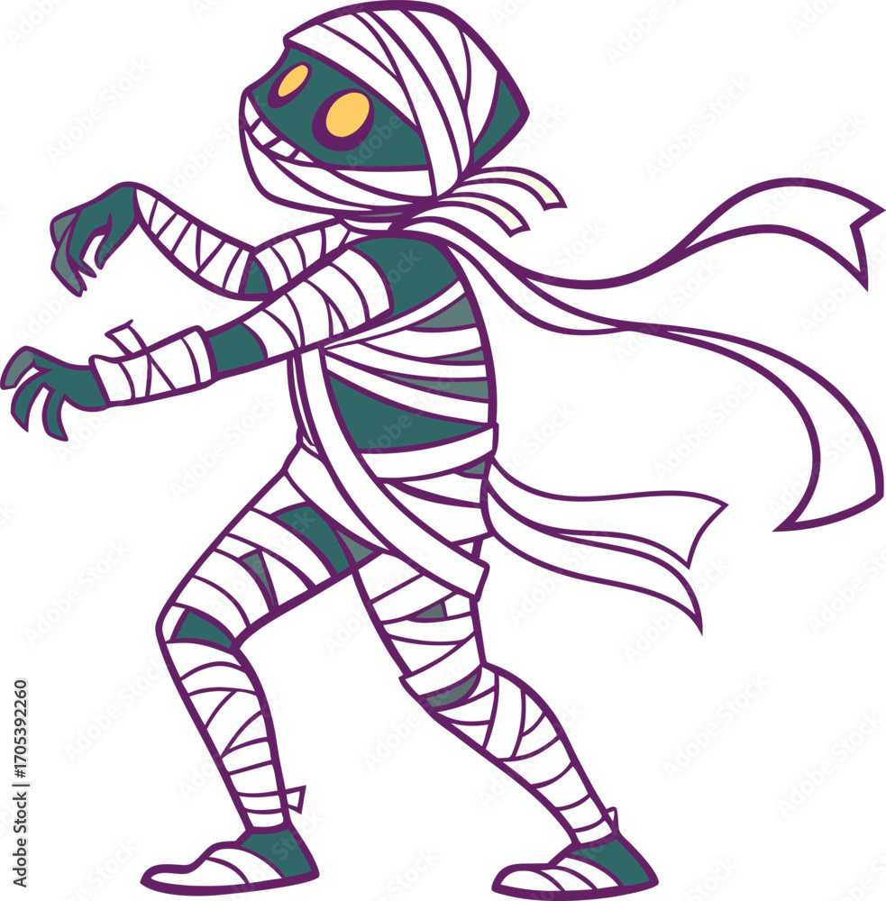 Fototapeta premium Mummy Vector File, Scary monster ,walking mummy Design