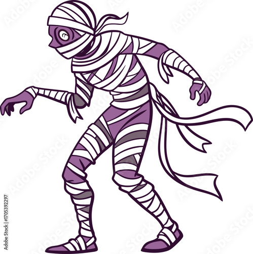 Mummy Vector File,  Scary monster  ,walking mummy Design