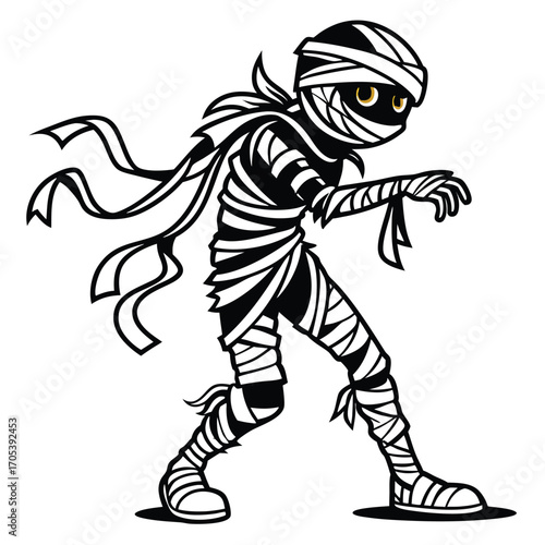 Mummy Vector File,  Scary monster  ,walking mummy Design