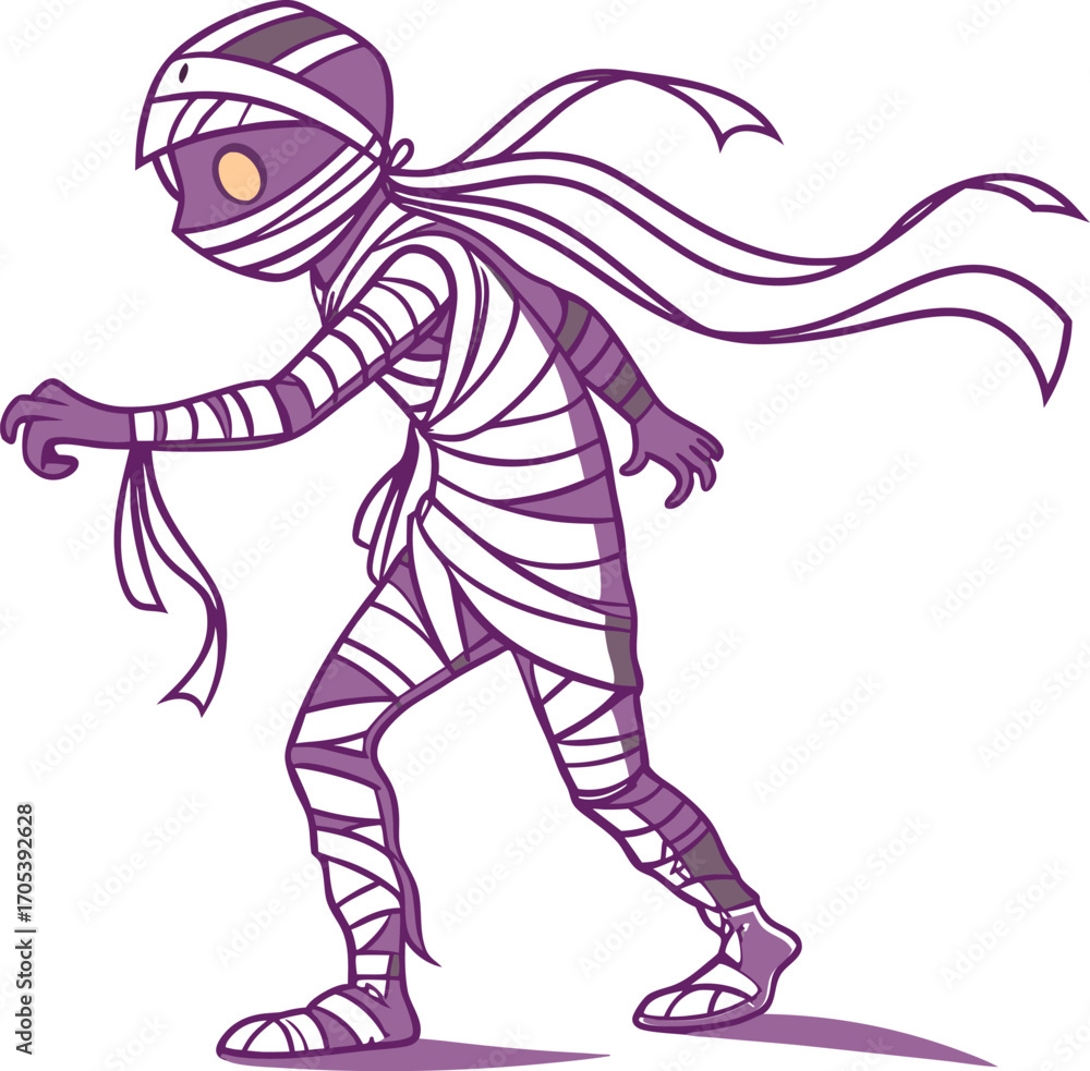 Fototapeta premium Mummy Vector File, Scary monster ,walking mummy Design
