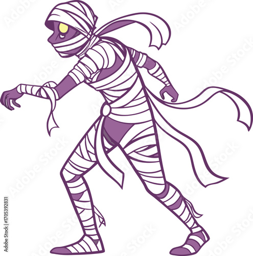 Mummy Vector File,  Scary monster  ,walking mummy Design