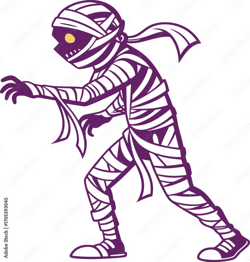 Fototapeta premium Mummy Vector File, Scary monster ,walking mummy Design