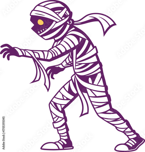 Mummy Vector File,  Scary monster  ,walking mummy Design