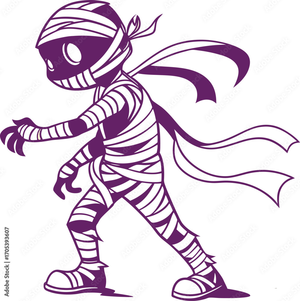 Fototapeta premium Mummy Vector File, Scary monster ,walking mummy Design
