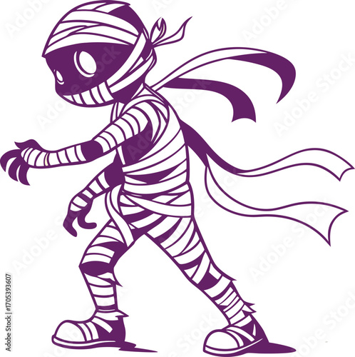 Mummy Vector File,  Scary monster  ,walking mummy Design