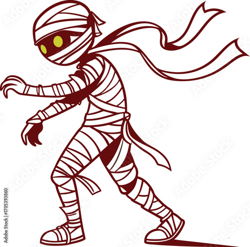 Mummy Vector File,  Scary monster  ,walking mummy Design