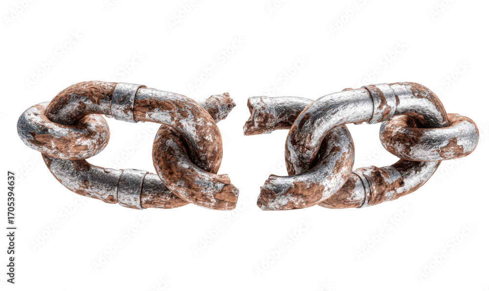 Obraz premium Rusted chain broken in two