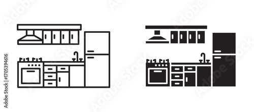 kitchen Cabinet icons set for apps and web.