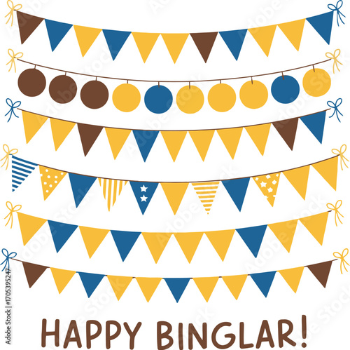 Festive bunting with triangles and circles decoration art