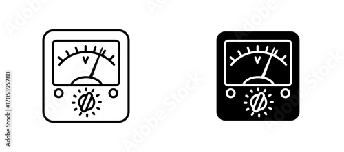 Voltmeter icons set for apps and web.