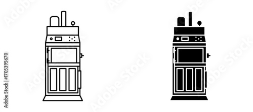 Trash compactor icons set for apps and web.