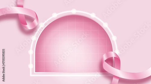 Women breast cancer awareness background with pink ribbon for health support and hope