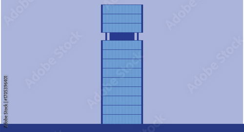 Flat design illustration of isolated cityscape buildings, showcasing modern urban architecture in a clean, minimal style, emphasizing skyline silhouettes and city living .