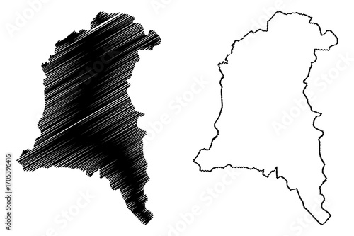 Sud-Ouest Region (Regions of Burkina Faso, Burkina Faso) map vector illustration, scribble sketch Sud Ouest map