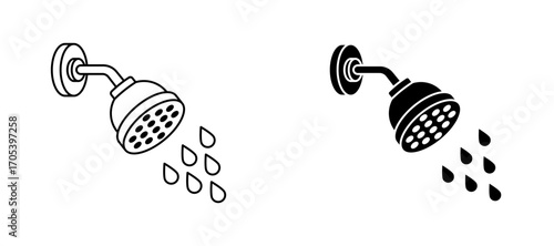 Shower place icons set for apps and web.