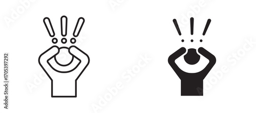 Shocked human icons set for apps and web.