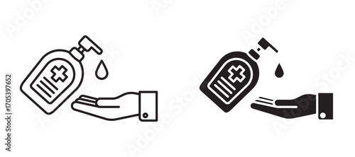 Sanitize hands icons set for apps and web.