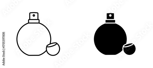 Round perfume bottle icons set for apps and web.