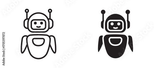 Robot assistant icons set for apps and web.