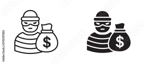 Robbery icons set for apps and web.