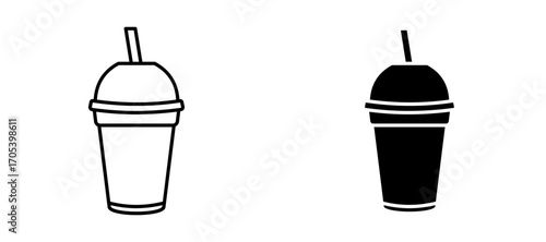 Plastic drinking cup icons set for apps and web.