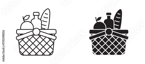 Picnic basket icons set for apps and web.