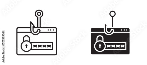 Password phishing icons set for apps and web.