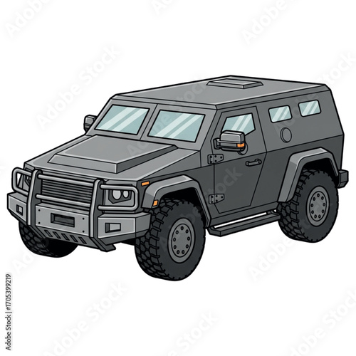 Armored Military SUV Vehicle Illustration.