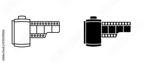 Negative film icons set for apps and web.