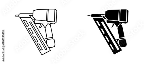Nail gun icons set for apps and web.