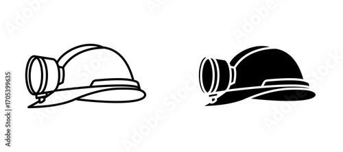 Miner helmet icons set for apps and web.