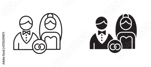 Marriage icons set for apps and web.