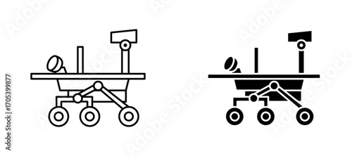 Mars rover icons set for apps and web.