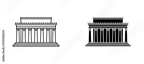 Lincoln memorial icons set for apps and web.