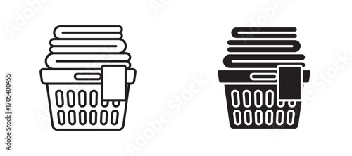 Laundry hamper icons set for apps and web.