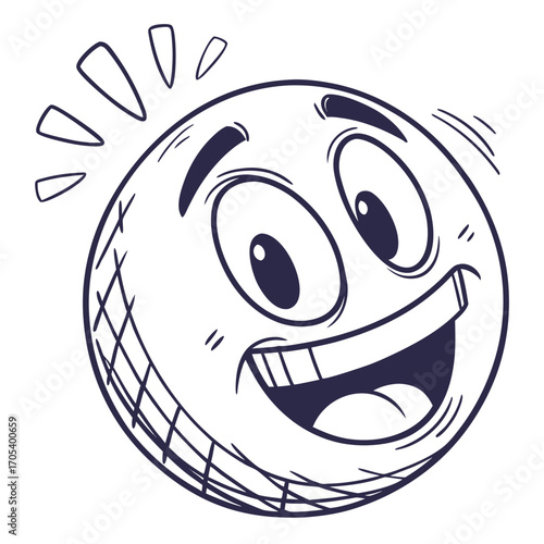Vector art of a cheerful smiley face cartoon character with a big smile, perfect for expressing happiness